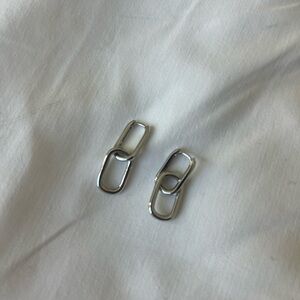 Classic link double hoop huggie earrings